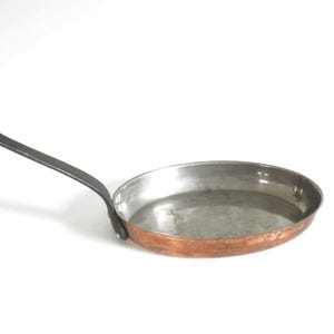 Vintage Copper Clad Skillet Pan: Stainless Steel Interior, Cast Iron Handle