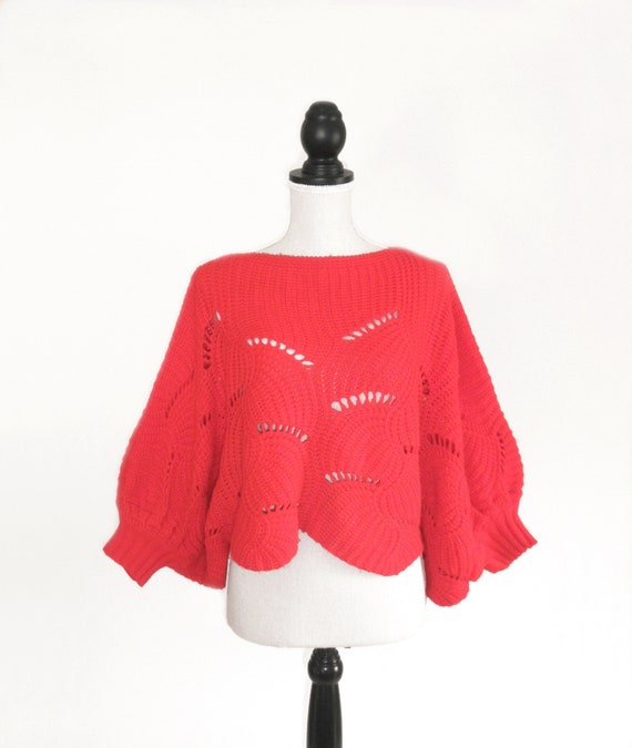 Vintage Cropped Elodie Red Knit Sweater