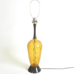 Vintage MCM Orange Glass Table Lamp