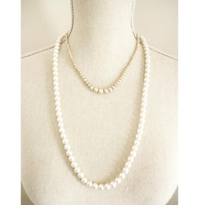 Vintage 50s Pearl Necklace, Costume Jewelry Pearls, Your Choice of Long White or Short Champagne Pearl Necklaces