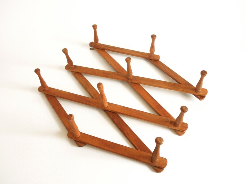 Rare Midcentury Accordion Peg Rack by Nevco 10 Wooden Pegs Etsy