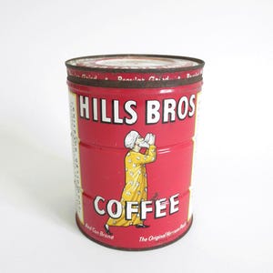 Vintage Hills Bros Coffee Can, 2 lbs. Empty Can with Lid, Collectible Coffee Tin -Cottage, Cabin, Farmhouse Decor