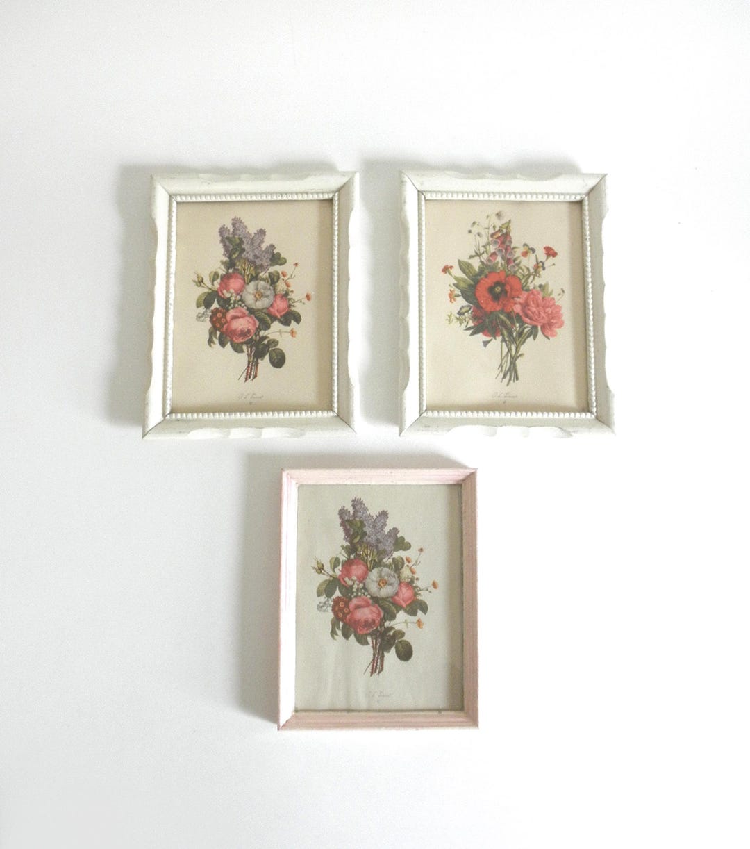 Vintage J L Prevost Floral Prints: Mismatched Framed Botanical Wall Art ...