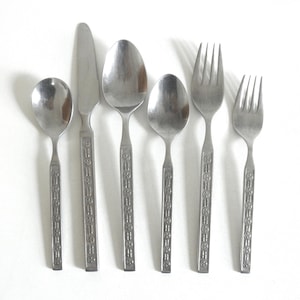 Vintage 70&#39;s Stanley Roberts Flatware, Matador Pattern, 52 pc Set Durable Stainless Steel Flatware, Knives/ Forks/ Spoons