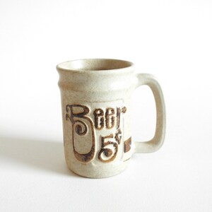 Vintage Stoneware 5 Cents Beer Mug, Stoneware Pottery Beer Stein/Mug- Large 18oz Coffee Cup/ Drink/ Beer Mug