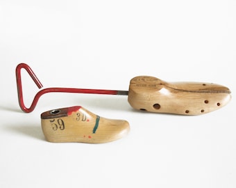 Antique Wooden Shoe Forms: Vintage Cobbler Tools, Lot of 2