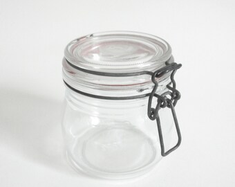 Vintage ARC France Glass Canister: Hinging Wire Clasp, 1/2 Liter