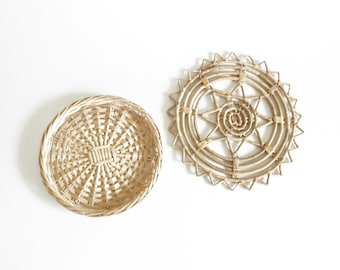 Vintage Woven Rattan Trivets (Set of 2) – Boho Wall Decor