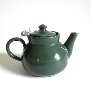 Vintage Small Enameled Green Metal Teapot/ Kettle- Hinge Top Teapot, Adorable Small Size- Made in Germany