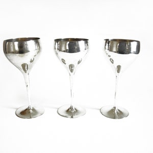 Vintage Silverplated Wine Goblets- Set of 3- EPNS India- Elegant Drinkware/ Wedding Wine Goblets/ Champagne, Wine Barware Goblets