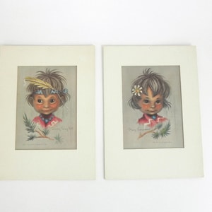 Vintage Native Indian Monteague Framed Prints- Artist Signed Prints with Mats, Unframed