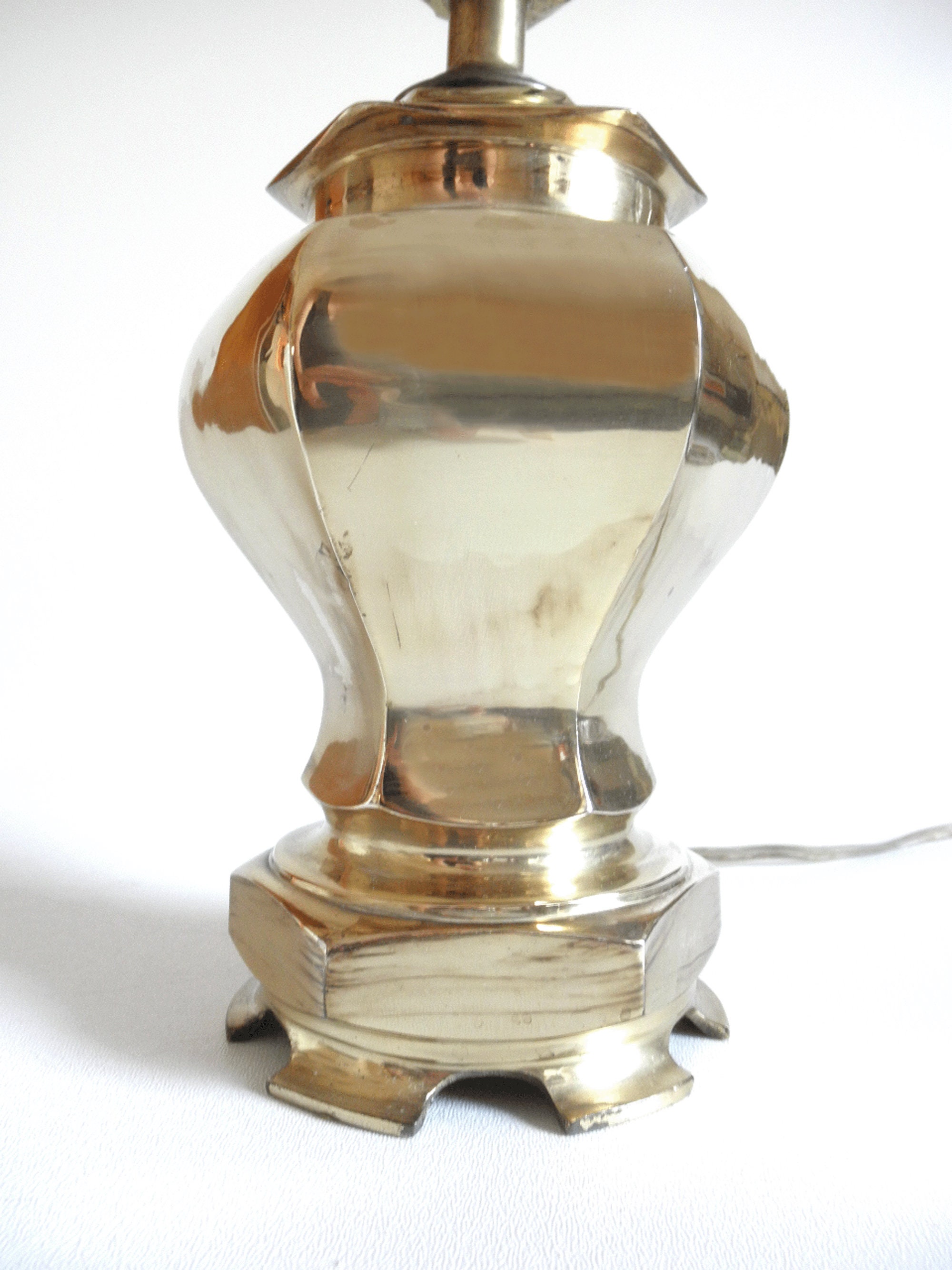 Vintage Brass Table Lamp Small Chinoiserie Urn Shaped Lamp