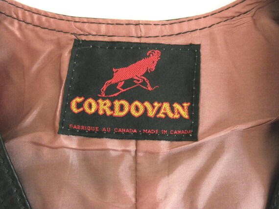 Vintage 1970s Cordovan Genuine Black Leather Vest… - image 10