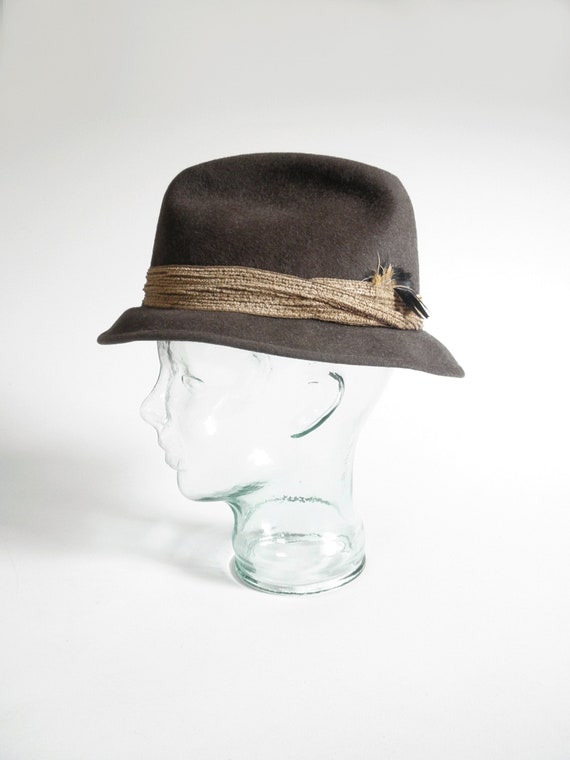 Vintage Alexander Fedora: Brown Felt Hat With Feather (size  display picture 1