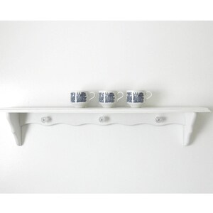 Vintage Wood Shaker Shelf, Coat Rack, Kitchen Plate Shelf, Clear Glass Knobs Wall Display Shelf