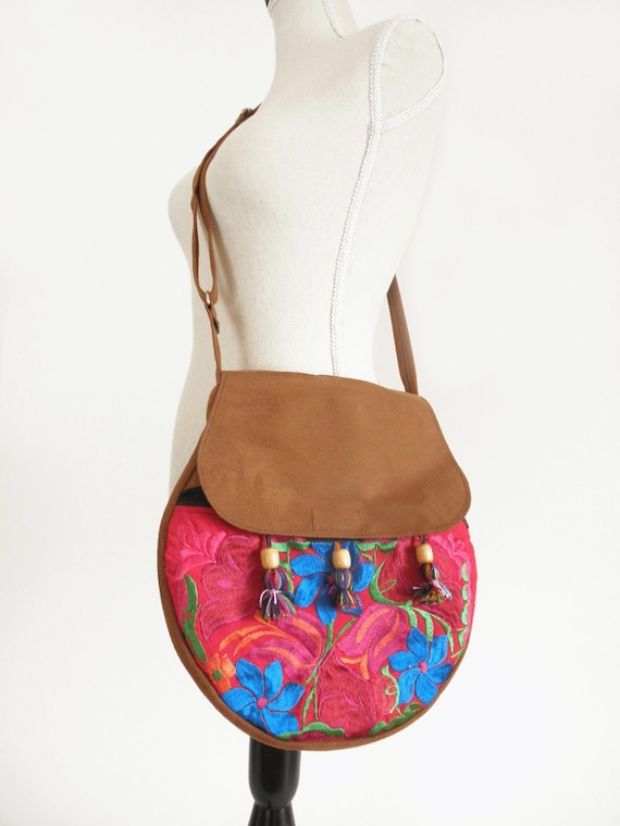 Vintage Mexican Floral Embroidered Cross Body Purs