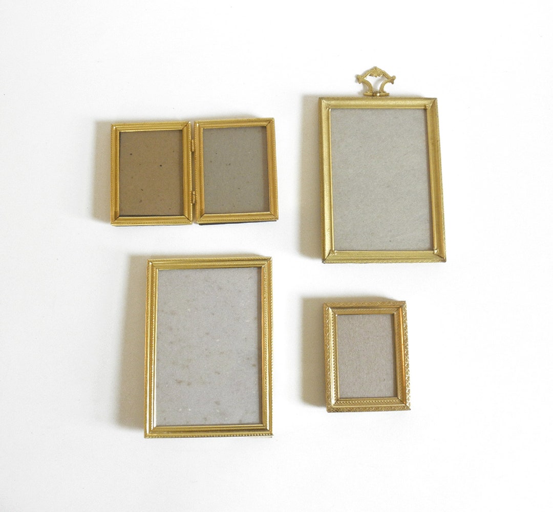 Vintage Small Gold Metal Frames Set of 4 Small Gold Frames Etsy