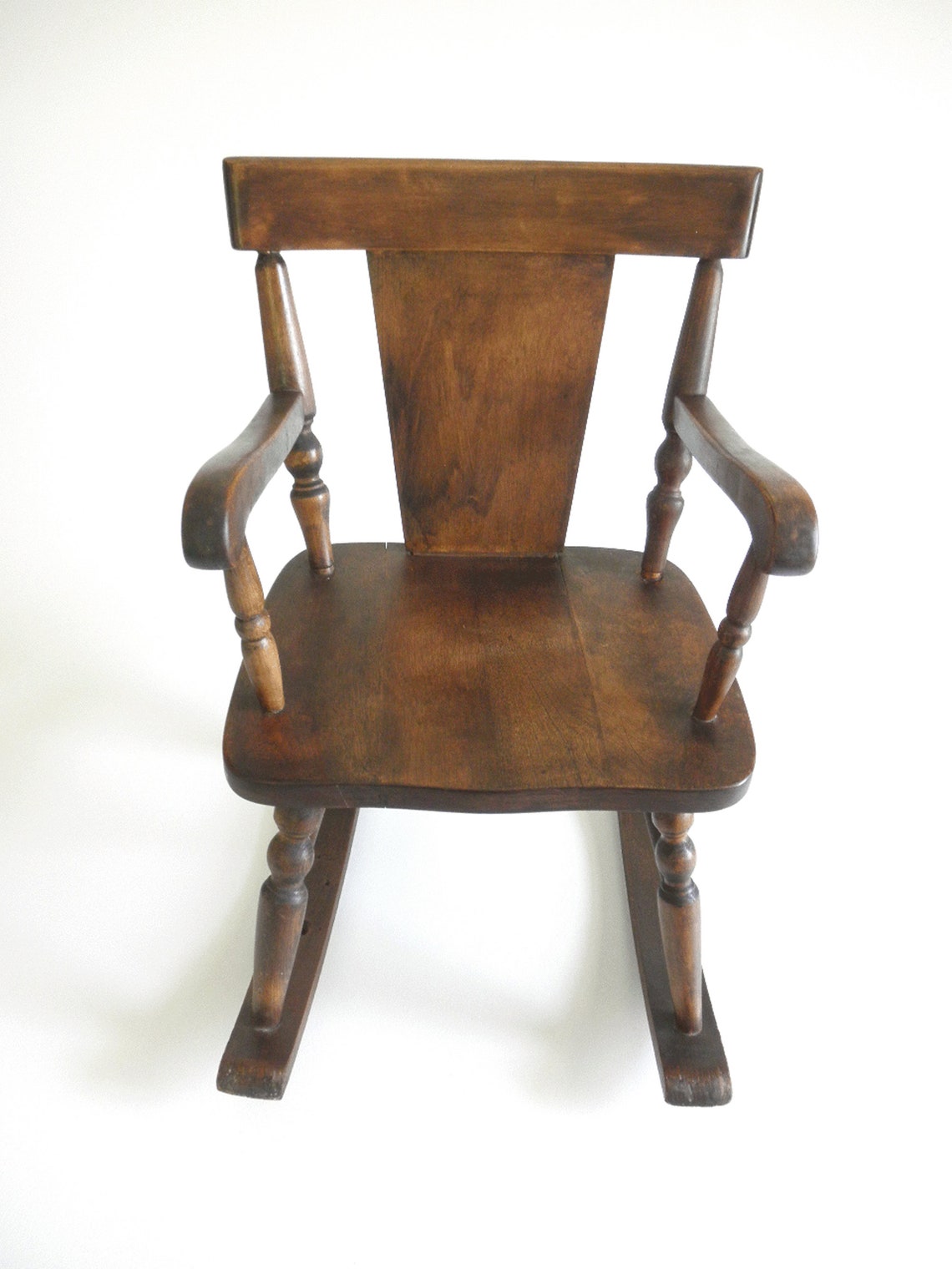 Vintage Childrens Wooden Rocking Chair Early Antique Etsy