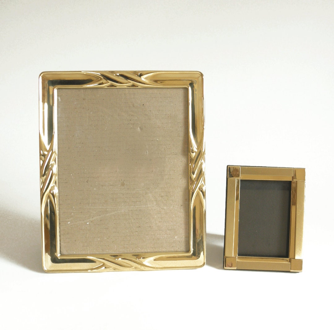 Vintage Gold Brass Photo Frames - Mismatched Set of 2 - 80s Glam Decor ...