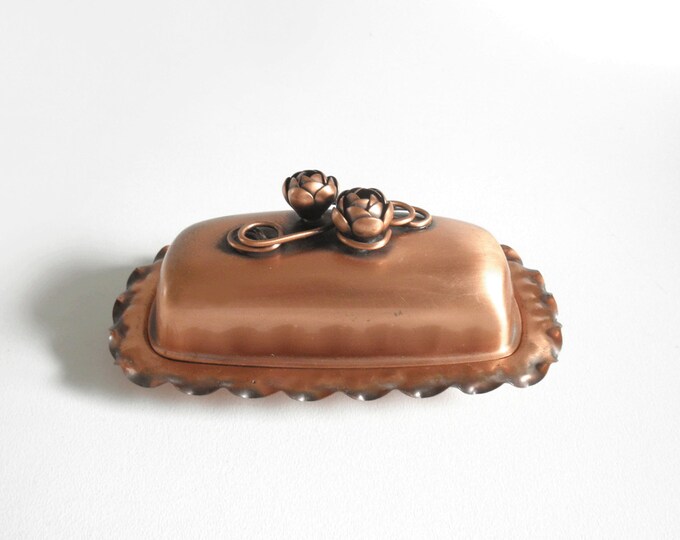 Vintage Gregorian Copper Butter Dish With Rossette Flower Etsy