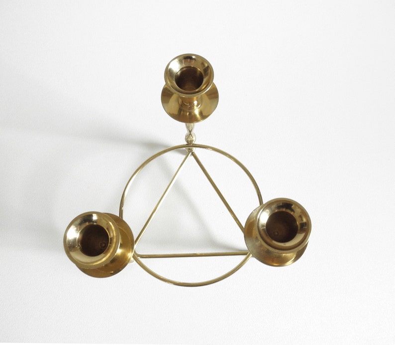 Vintage Brass Geometric Candle Holder Thaumaturgic Triangle & Etsy