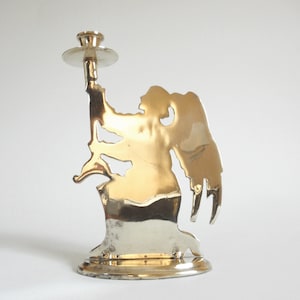 Vintage Brass Angel Candlestick Holder- Christmas Table Centerpiece/ Holiday Home Decor