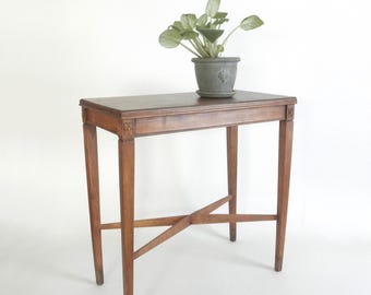 Vintage MCM Wood End Table, Small Accent Hall Table