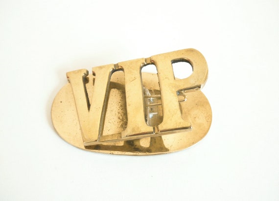 Vintage Brass vip Clip Letter/ Bills/ Mail Clip Office Organization Desk  Top Brass Metal Clip/ Paperweight 