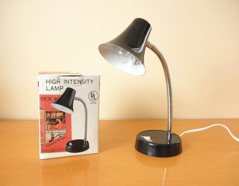 Vintage Small Gooseneck Desk Lamp Working In Original Image 0