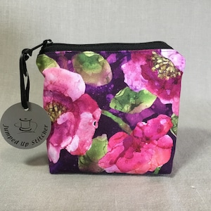 Rich Pink and Purple Floral Boxy Little Zipper Bag