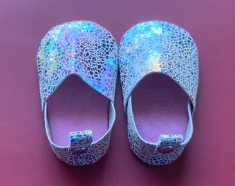Light Iridescent 18 Inch Doll Leather Shoes