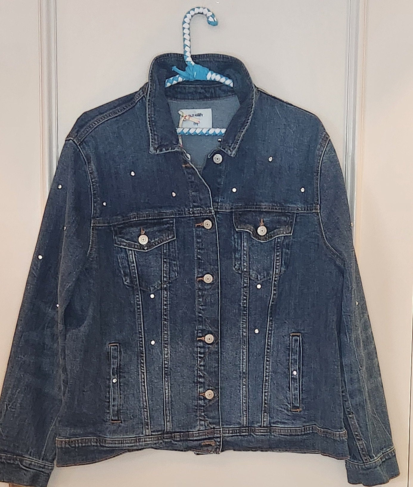 Plus Size Rhinestone Denim Jacket Etsy Canada