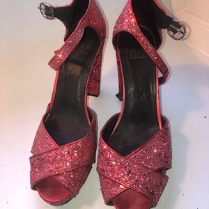 Red glitter Mary janes
