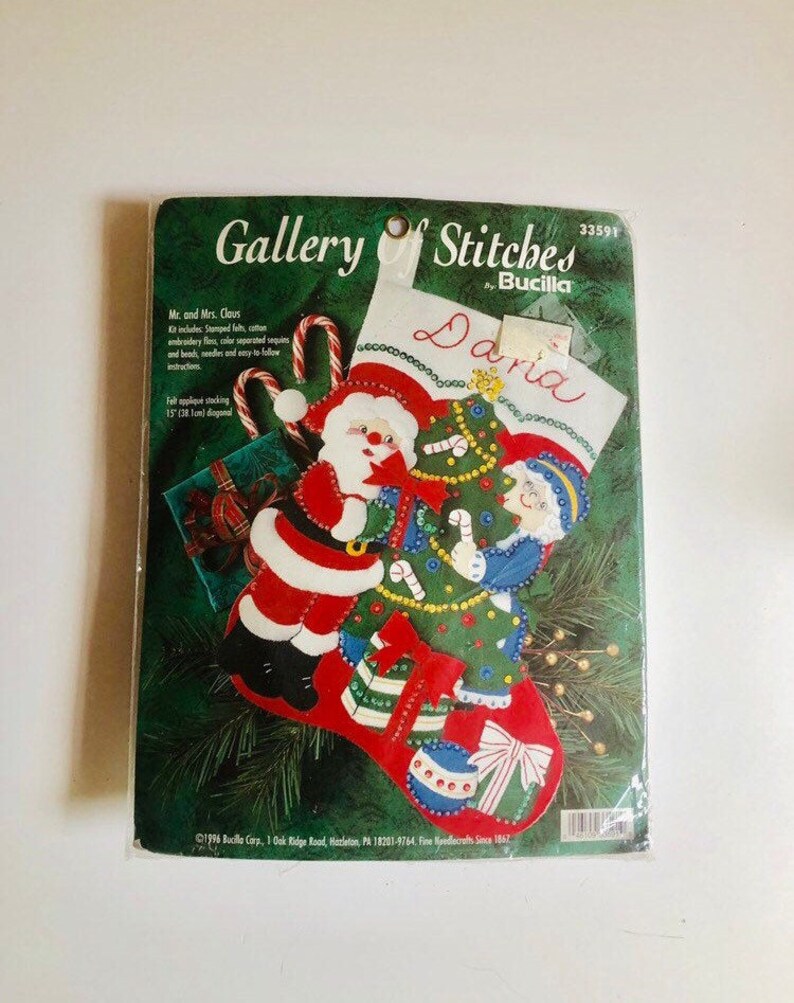 Bucilla Mr And Mrs Claus Decorating Tree Felt Sequin Stocking Kit 33591