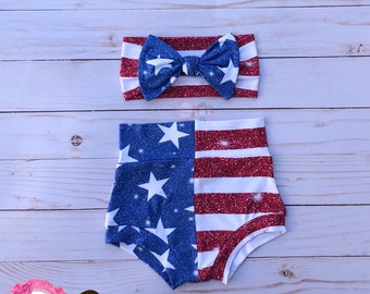 bummies red white and blue stars bloomer shorts toddler girl clothes bubble shorts USA shirt 4th of July outfit patriotic baby clothing