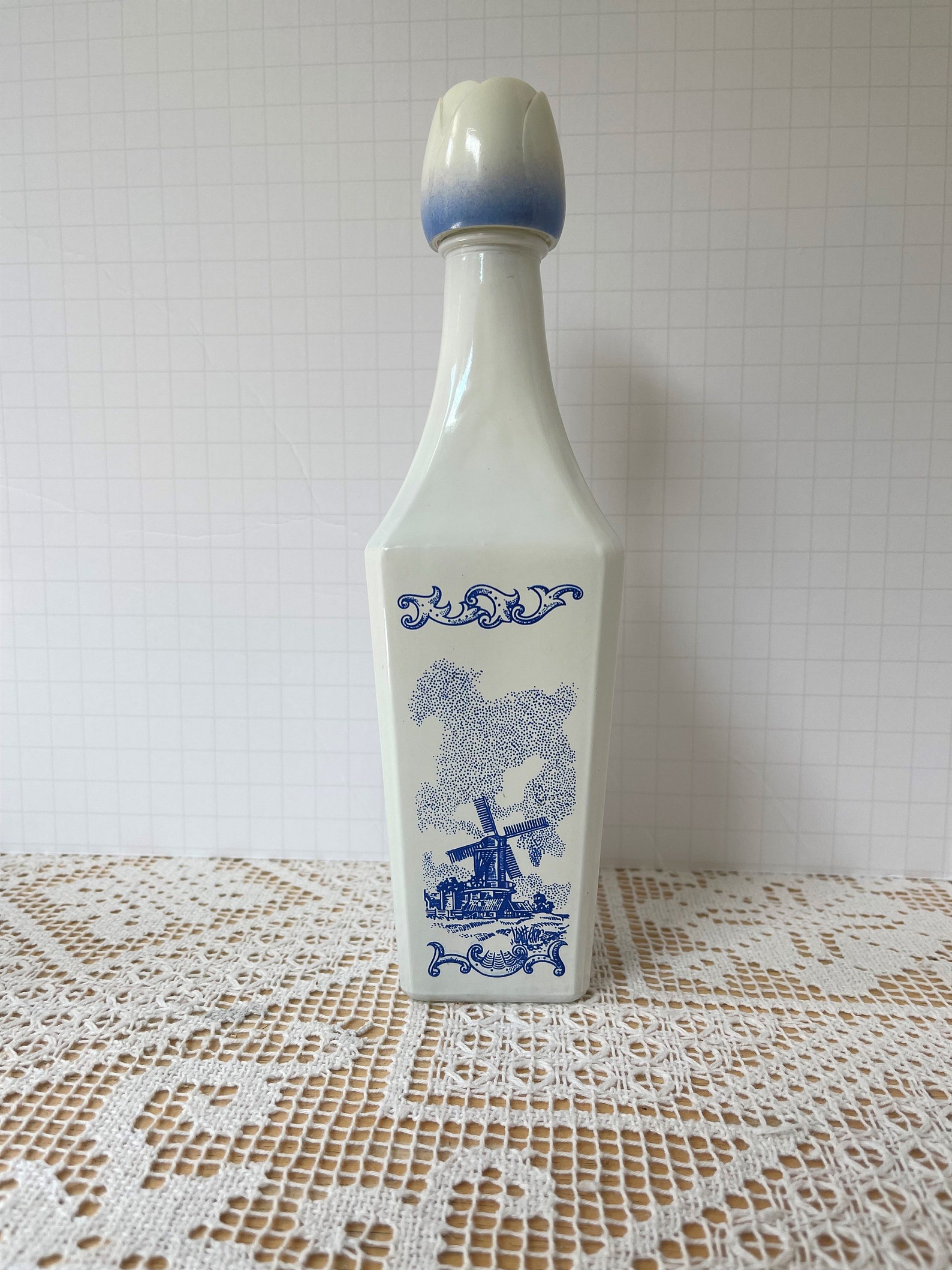 Vintage Vandermint Liqueur Bottle From Holland With Delft Blue Etsy