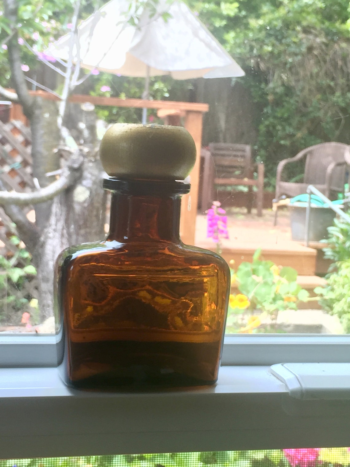 Vintage Men's Cologne Amber Bottle with Wood Screw Top Etsy