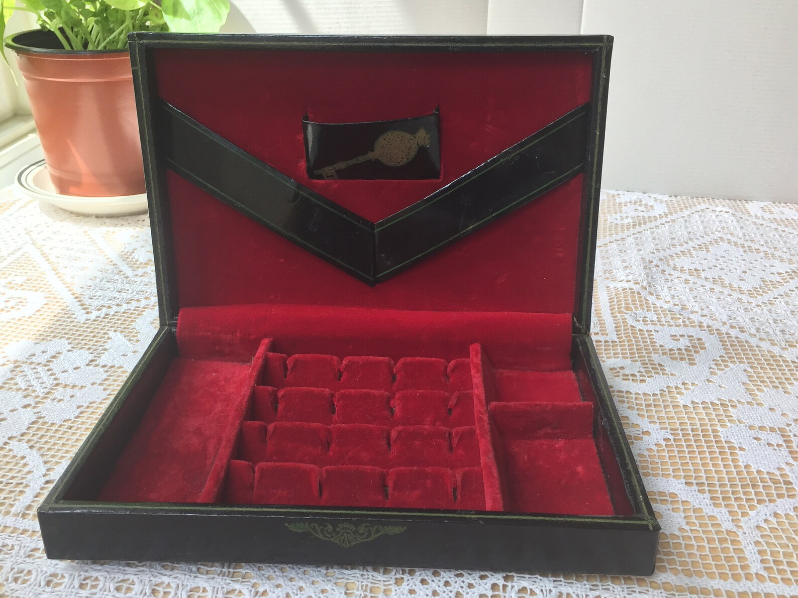 Men's Jewelry Box by Swank Black leatherette with red Etsy