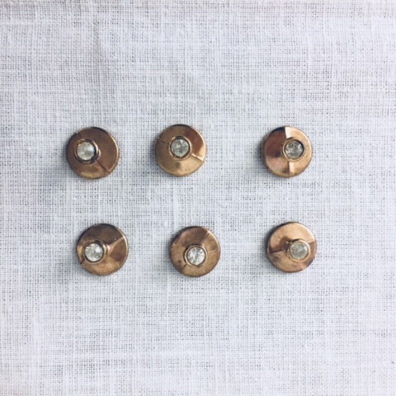 Vintage Tuxedo Shirt Studs Set of 6 Rhinestone Studs in Gold Etsy