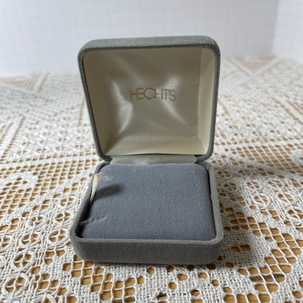 Velvet Jewelry Gift Box. Gray Velvet with cushion & White Satin inside. Hinged snap shut closure. Vintage presentation Box for Jewelry.