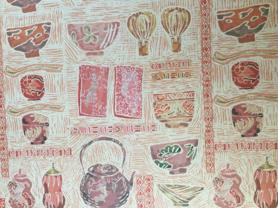 Vintage Tea Ceremony Paper.  Includes 23 acid-free sheets, 12" x 12". All the utensils for tea are pictured.