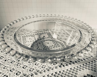 Vintage Candlewick Crystal Bowl. Beaded Edge desert dish.