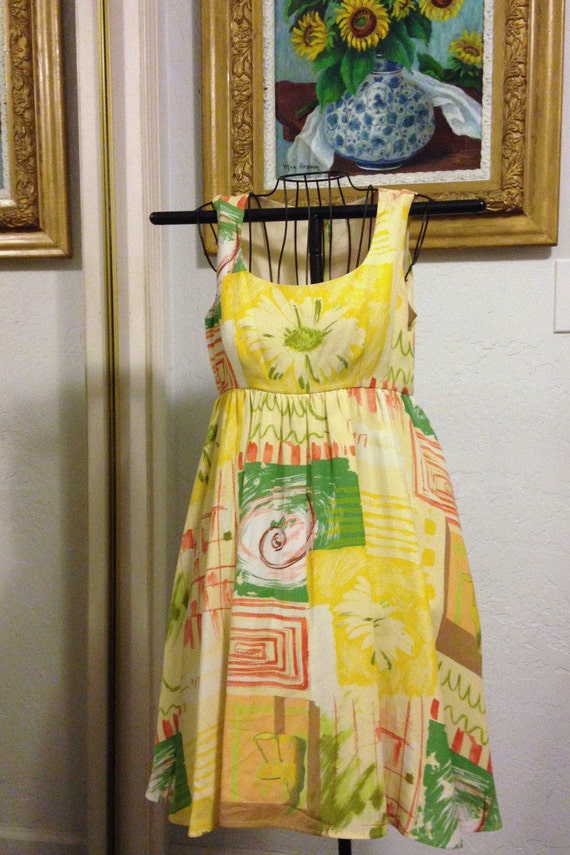 Vintage Summer Dress with Empire Waist, sleeveless