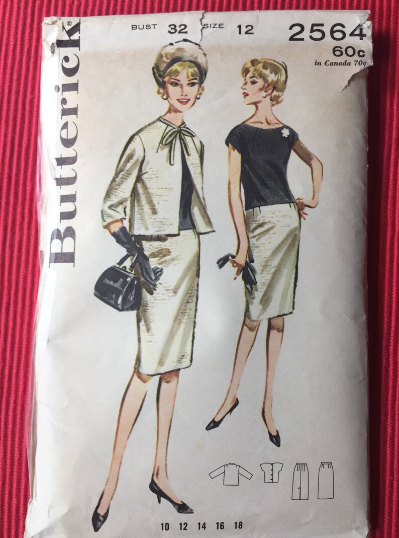 PENCIL SKIRT PATTERN. Includes short jacket. Butterick from the 1970's. Cute style for size 32-25-34. immagine 6