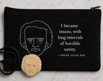 Set de repostería de Edgar Allan Poe con cortador de galletas y bolsa de lona.