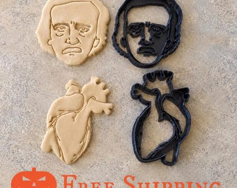 Conjunto de cortadores de biscoito "O Coração Delator" de Edgar Allan Poe e o Coração