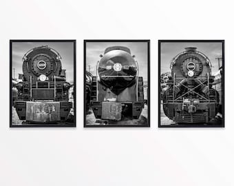 Big 3 Wall Art, J611, 1218, 2156, Locomotive, Steam Engine, Roanoke Print, Train, Train Print, 611, N&W, Norfolk and Western, 3 Piece Set