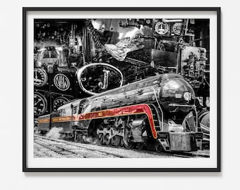 Class J 611 Train Art – Norfolk & Western Steam Engine Wall Decor | Railway Enthusiast Gift