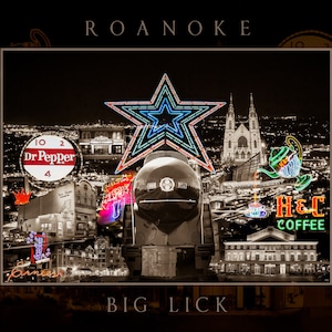 Roanoke Collage , Roanoke Print, Star City Print, Roanoke, Roanoke Wall Decor