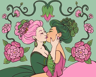 Sapphic Nude Lesbian Art PRINT of Original Hand Dra…